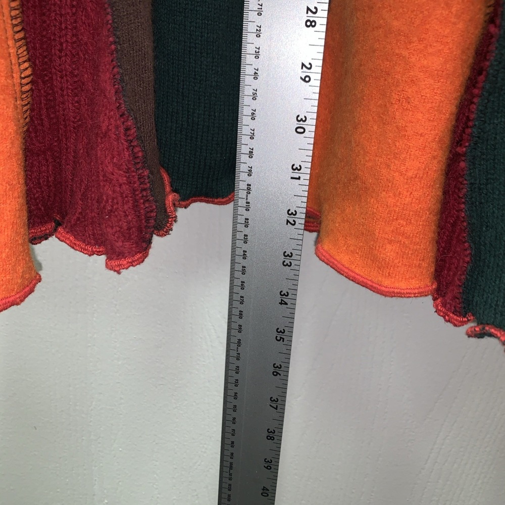 Upcycled Fairy Elf Gypsy Hood Sweater Jacket Coat Colorful patchwork boho Small? - Picture 10 of 14